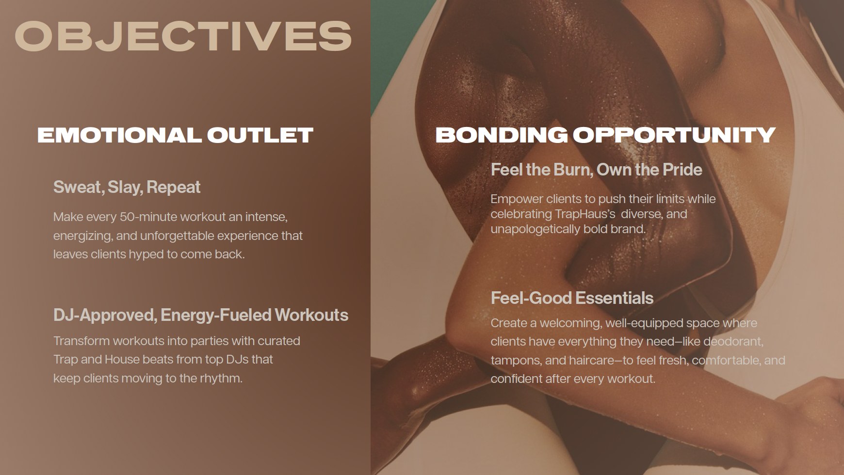 TrapHaus deck slide: Objectives – Emotional Outlet and Bonding Opportunity